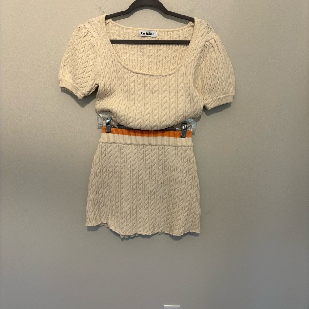NWOT En Saison Cream knit sweater set M
